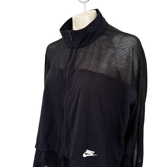 NIKE Long Sleeve Full Zip Sporty Mesh Jacket in Black SZ 2X - Picture 7 of 15